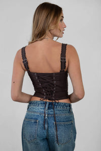 Tilla Corset Top-Brown