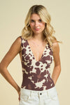 Cow Print Bodysuit- Brown
