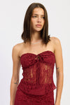 Savannah Lace Tube Top- Merlot