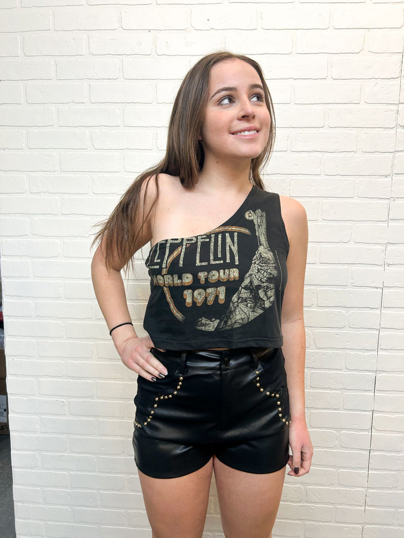 Led Zeppelin One Shoulder Crop