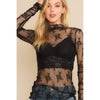 Grace Long Sleeve Mesh Top- Black