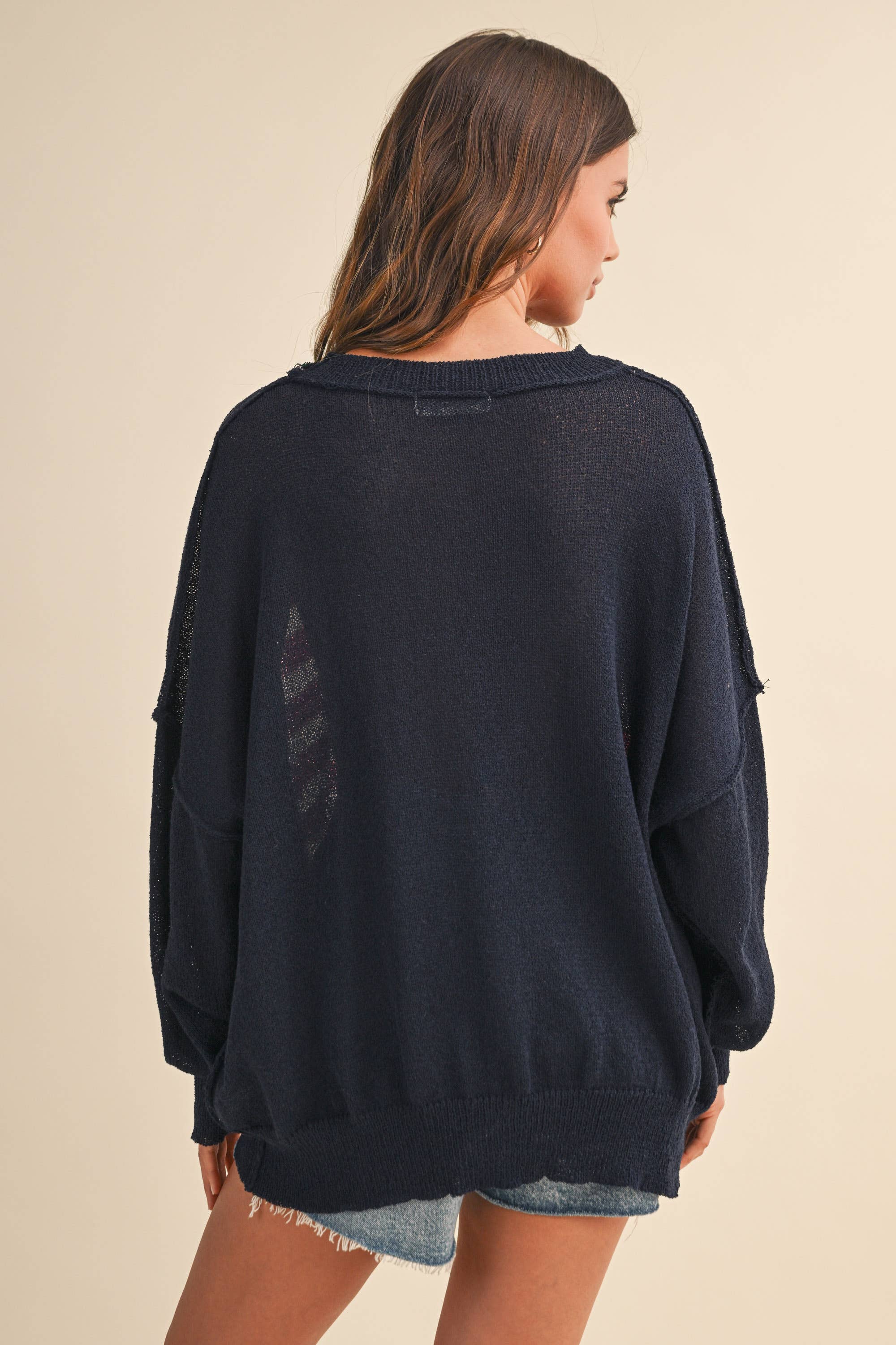 Usa Flag Oversized Sweater- Navy