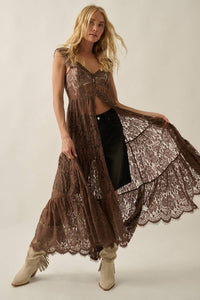 Desert Wildflower Lace Duster- Brown