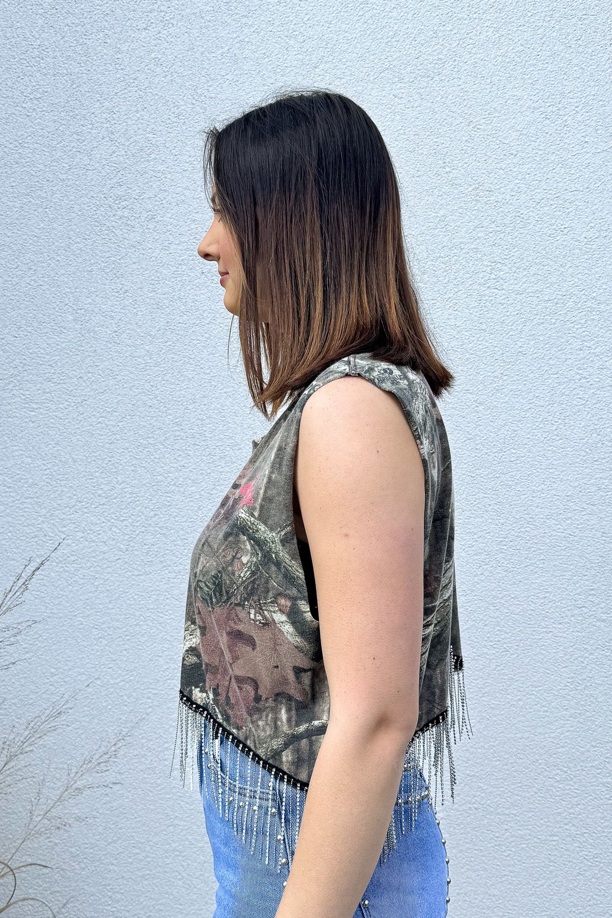 Camo Rhinestone Fringe Tank #3