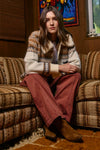 Wild Mustang Jacquard Zip Sweater