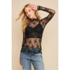 Grace Long Sleeve Mesh Top- Black