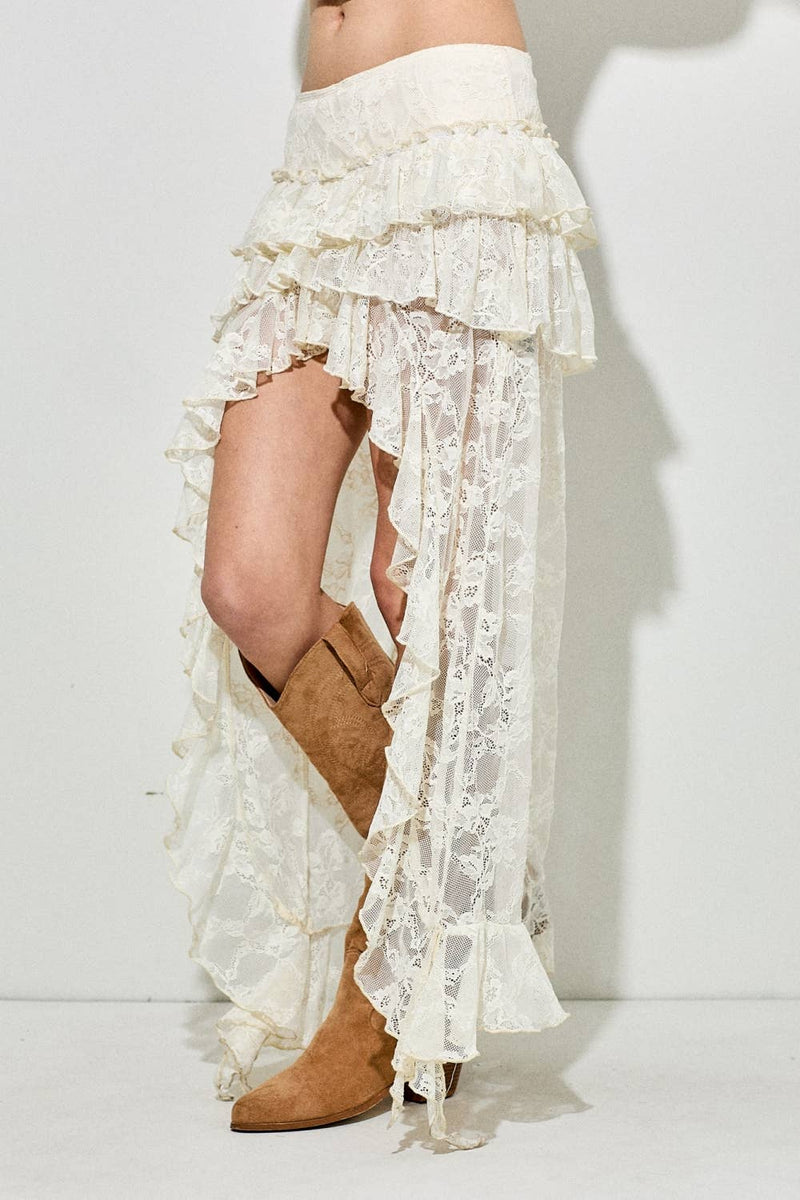 Wildflower Ruffle Lace Maxi Skirt