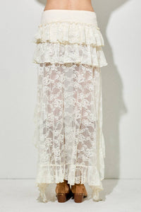 Wildflower Ruffle Lace Maxi Skirt