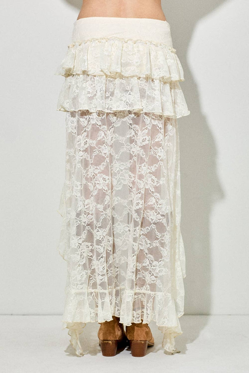 Wildflower Ruffle Lace Maxi Skirt
