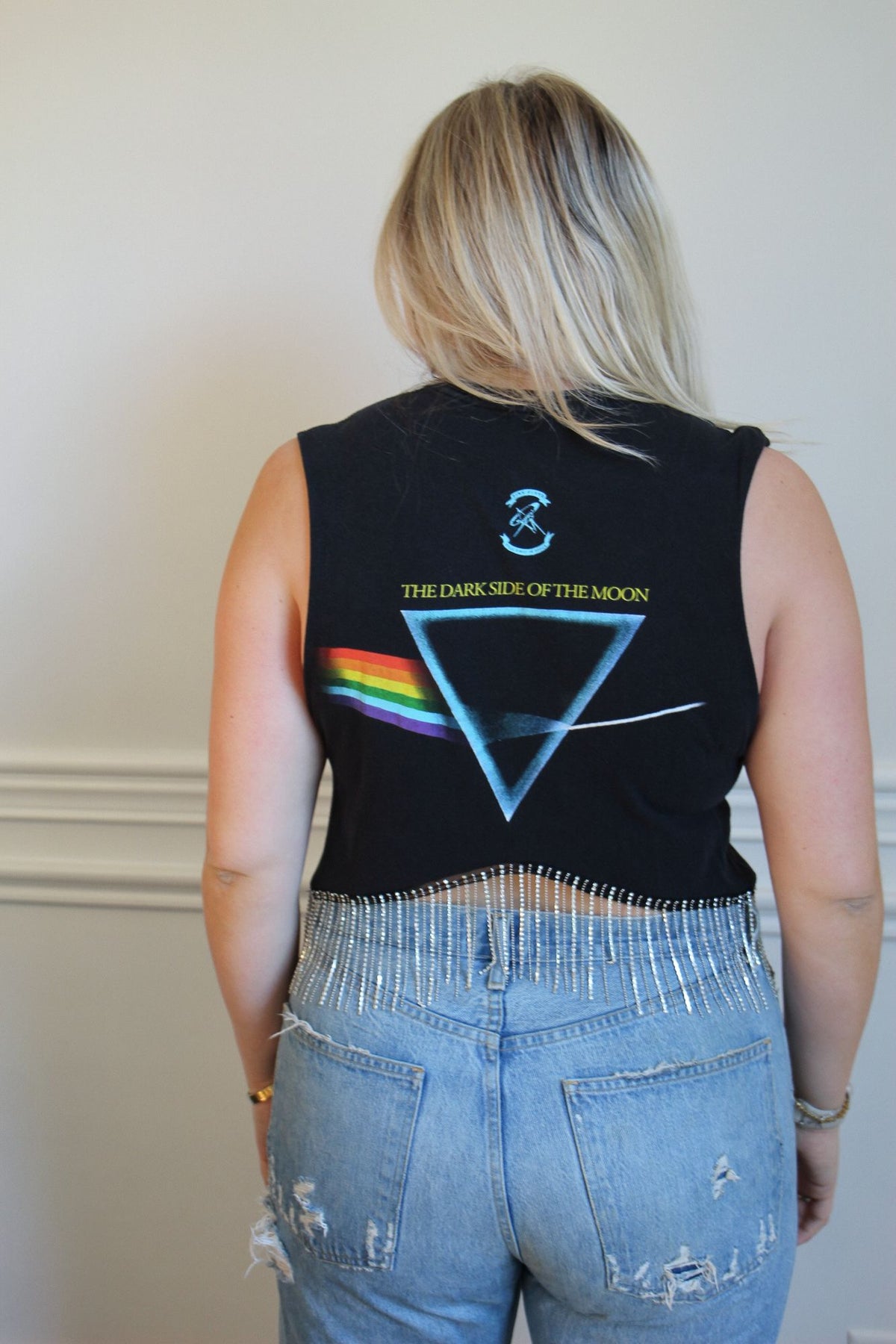 Pink Floyd Rhinestone Fringe Tank