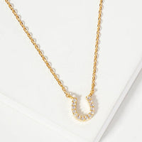 Mini Horseshoe Pendant Necklace - Gold