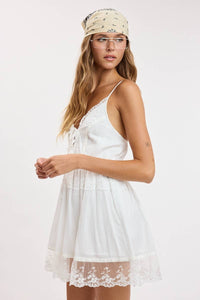 Coastal Lace Tie Mini Dress