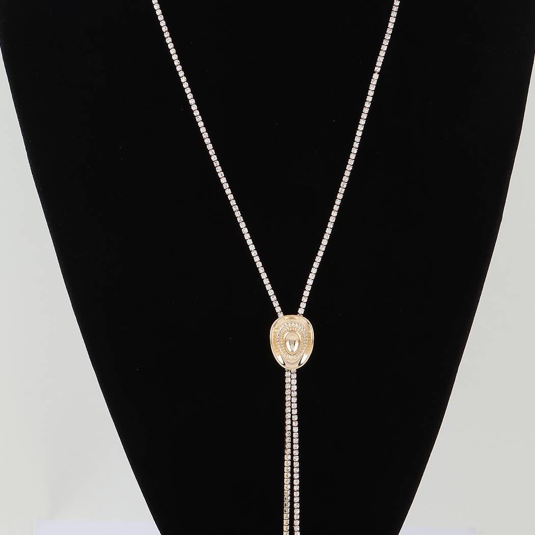 Cowboy Hat Toggle Necklace- Gold
