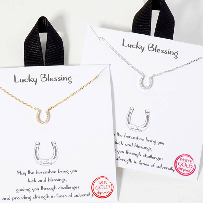 Mini Horseshoe Pendant Necklace - Gold