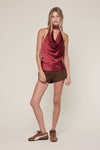 Lux Merlot Cowl Neck Top