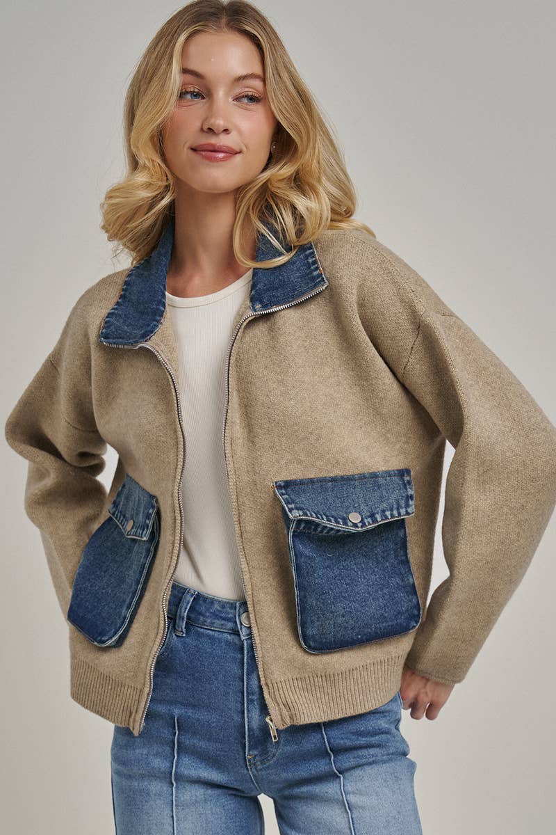 Hadley Contrast Denim Sweater