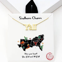Y'all Pendant Necklace - Gold