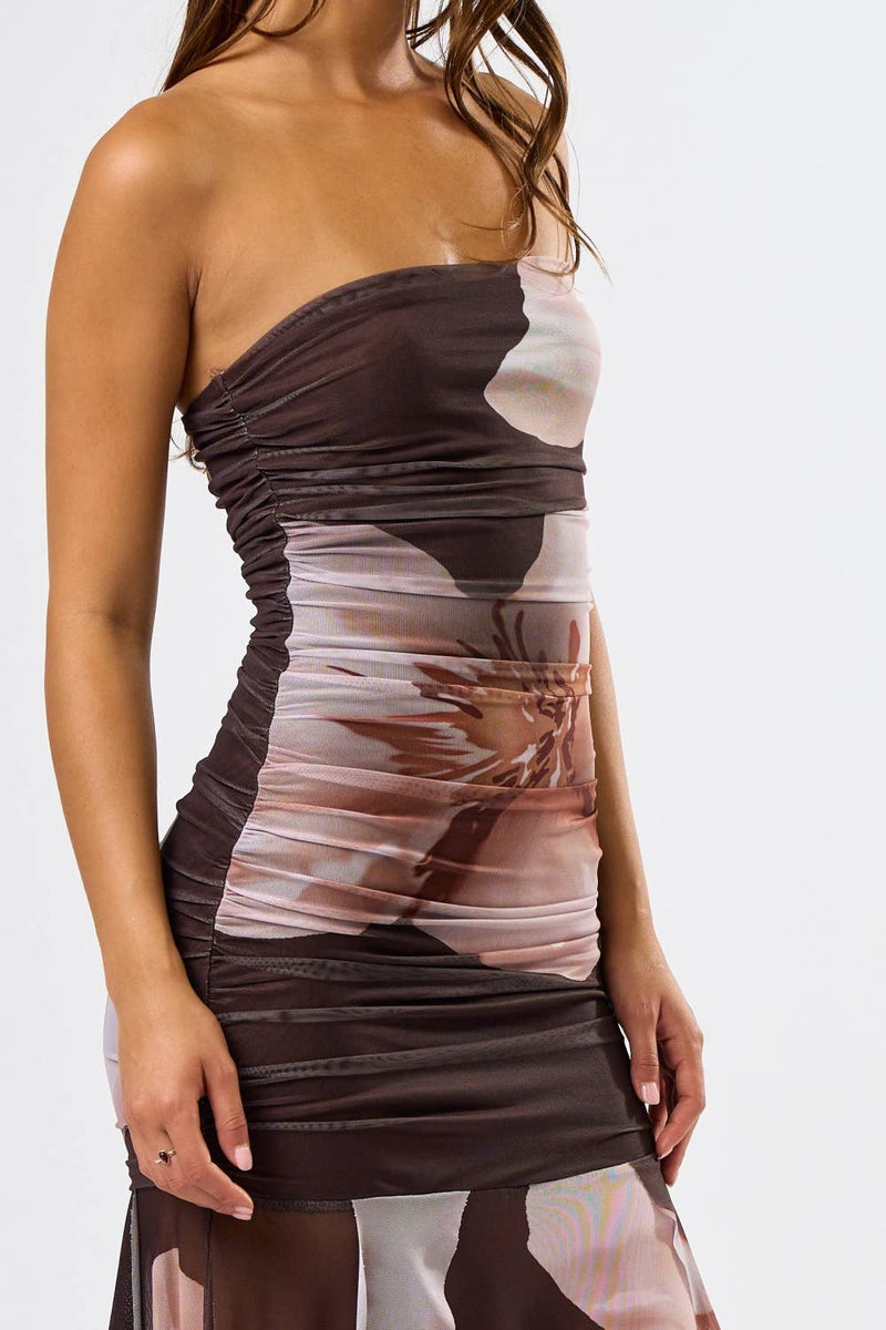 Midnight Bloom Strapless Dress