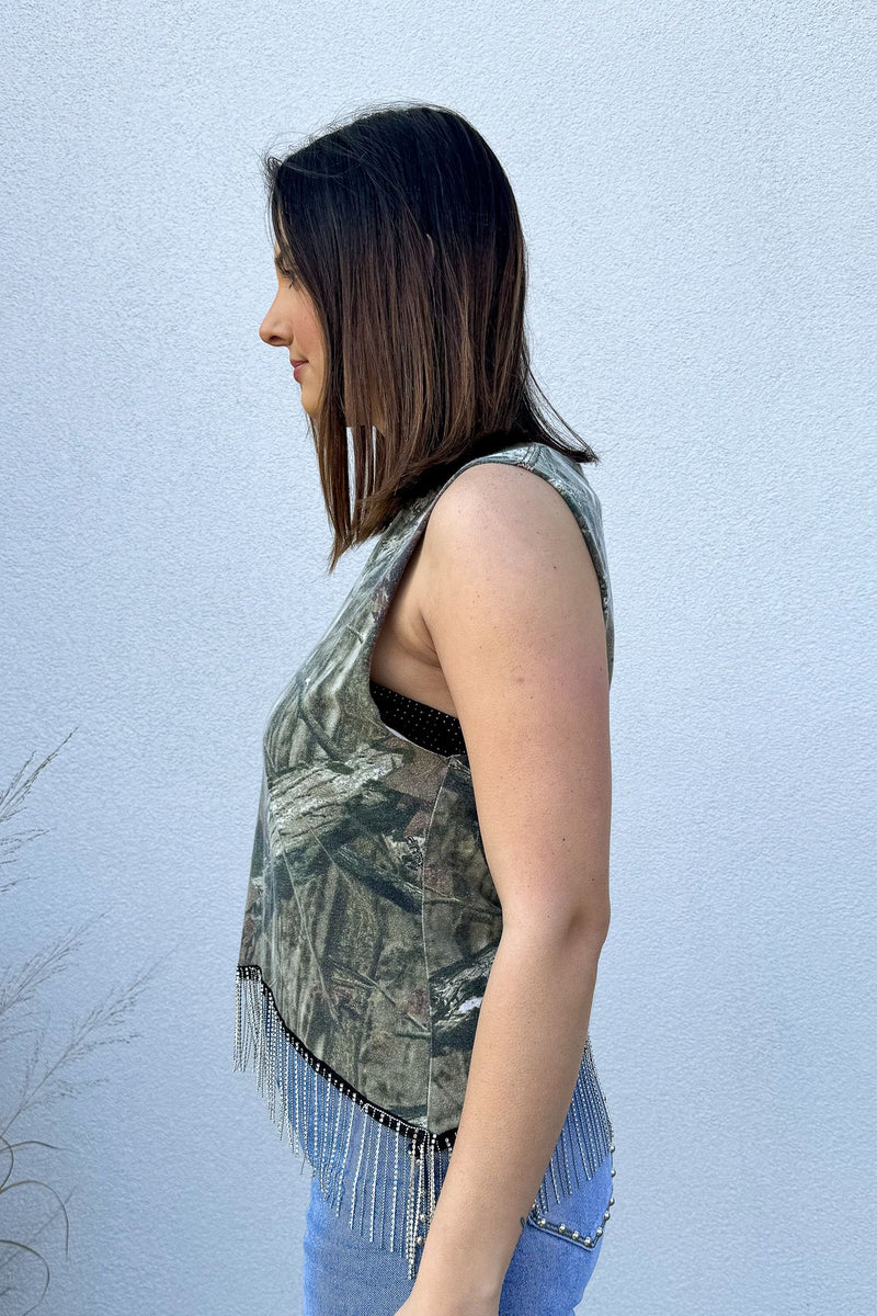 Camo Rhinestone Fringe Tank #9