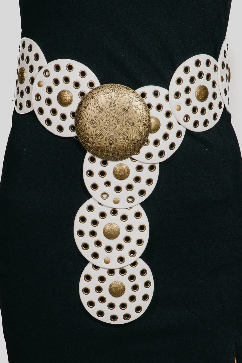 Leather Disc Belt - Brown/Gold