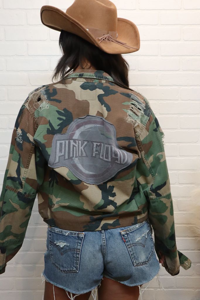 Distressed Cropped Camo Jacket