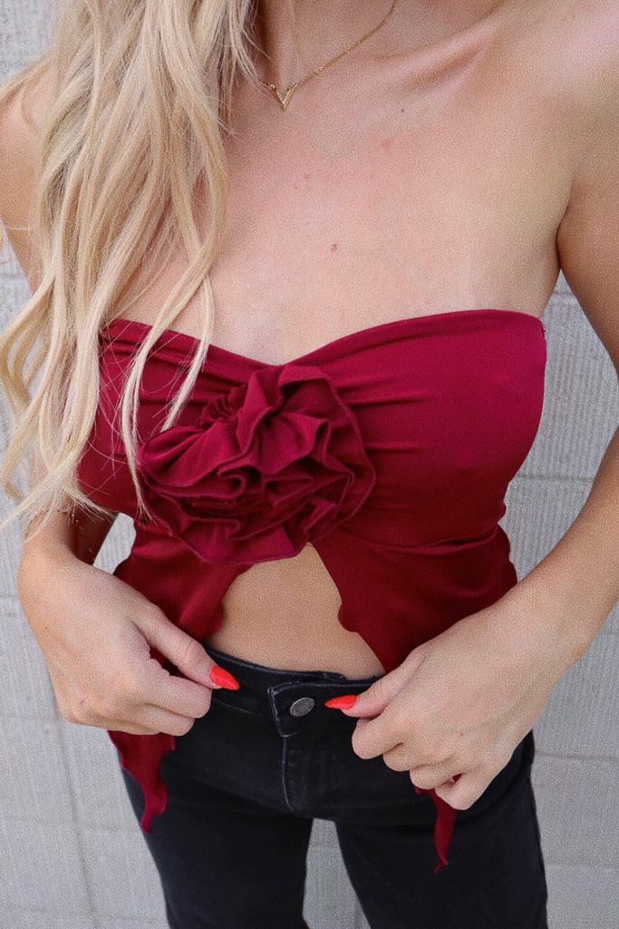Rosette Knotted Tube Top