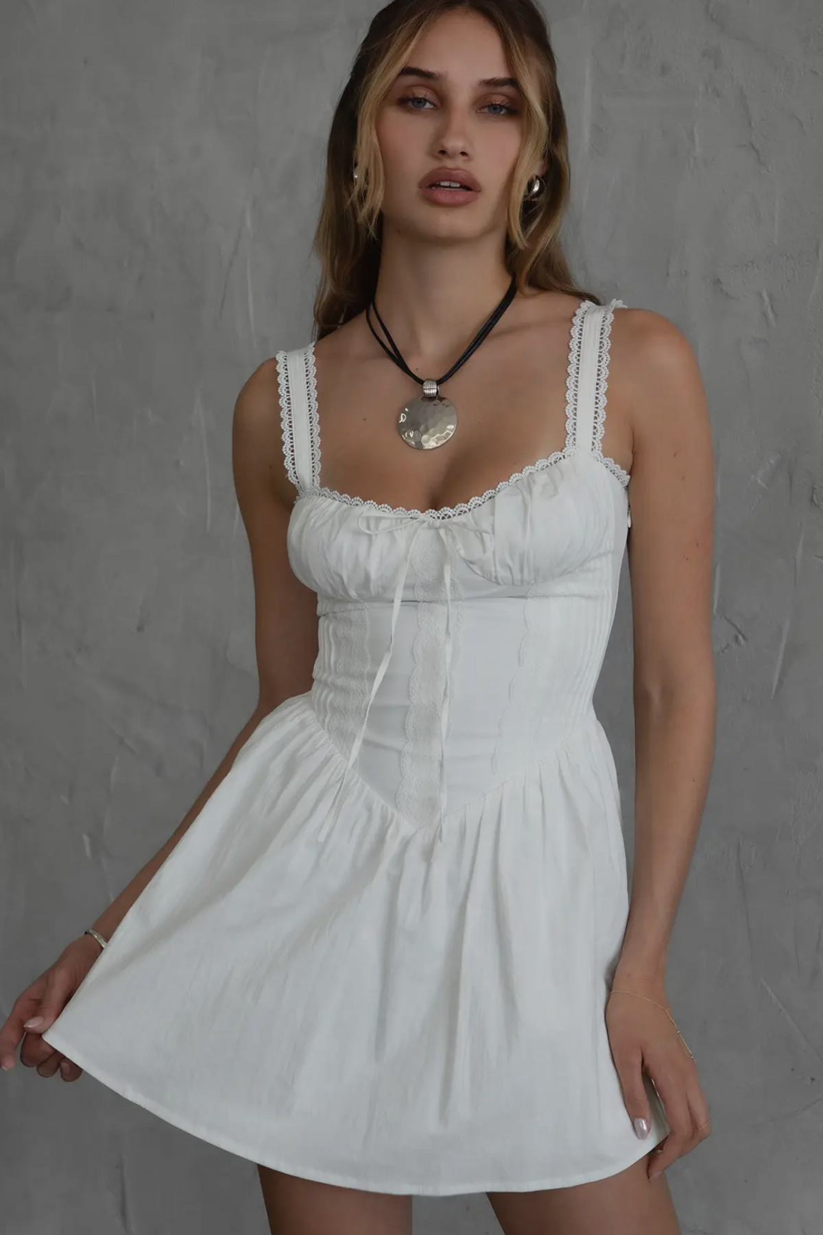 Darcy Poplin Mini Dress- White