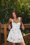 Dara Floral Corset Mini Dress: White Brown