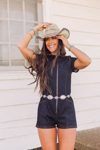 Bandit Zipper Denim Romper