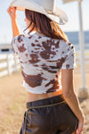 Steer Clear Mesh Cow Print Top