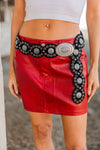 Red Hot Leather Mini Skirt