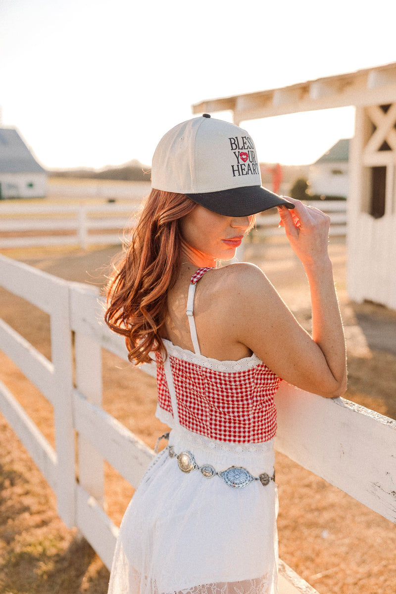 Bless Your Heart Hat- Black/Natural