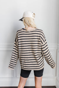 Coastal Stripes Pullover Sweater-Ivory