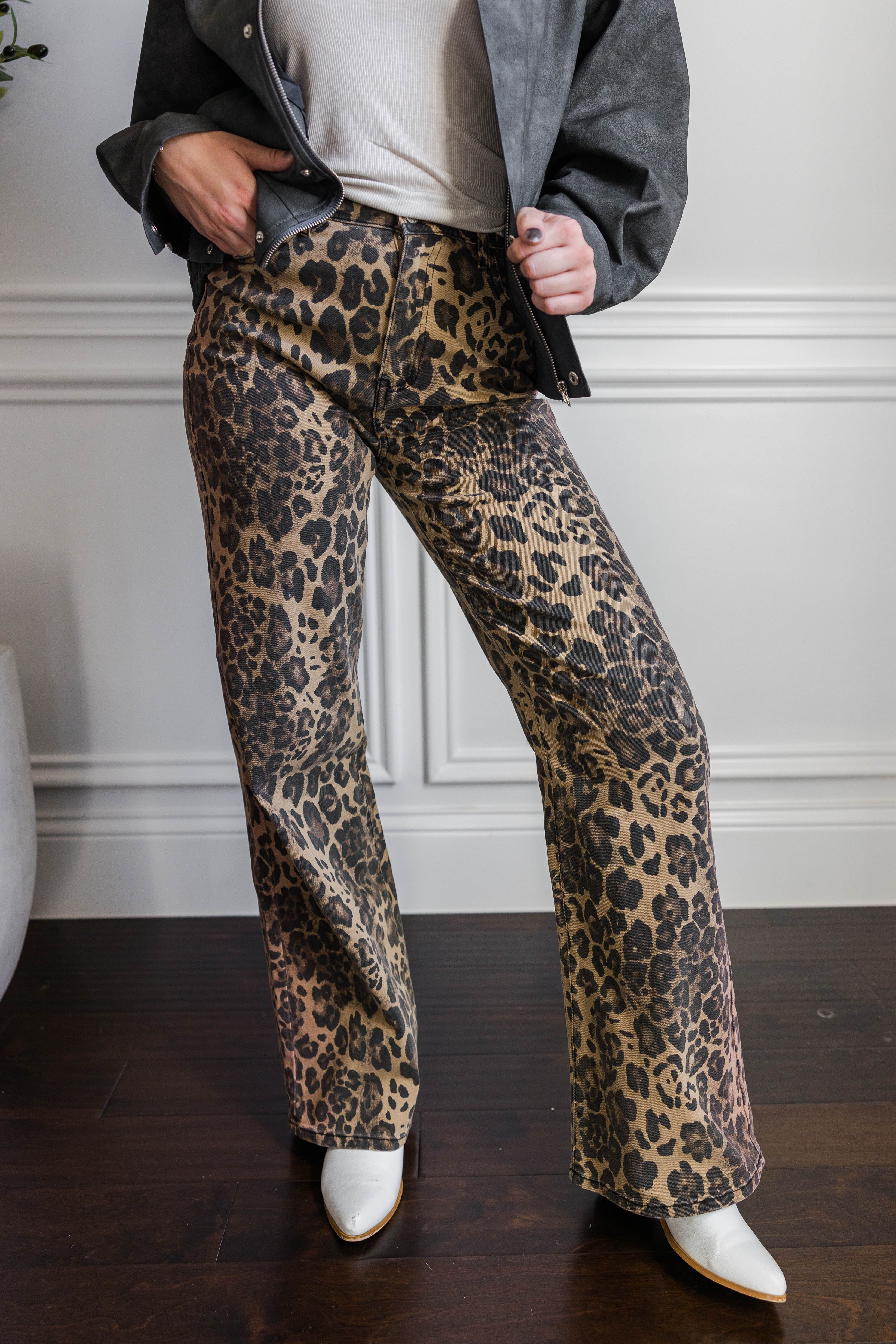 パンツ BEEDEN LEOPARD PRINT WIDE STRAIGHT PANTS Amazon.com: Floerns Girl's Leopard Jeans Mid Waist Straight