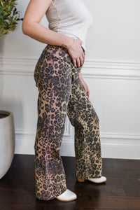 Vibrant Leopard Wide Leg Jeans 