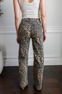 Vibrant Leopard Wide Leg Jeans 