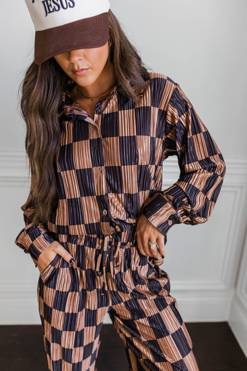 Hazel Plissé Checkered Set