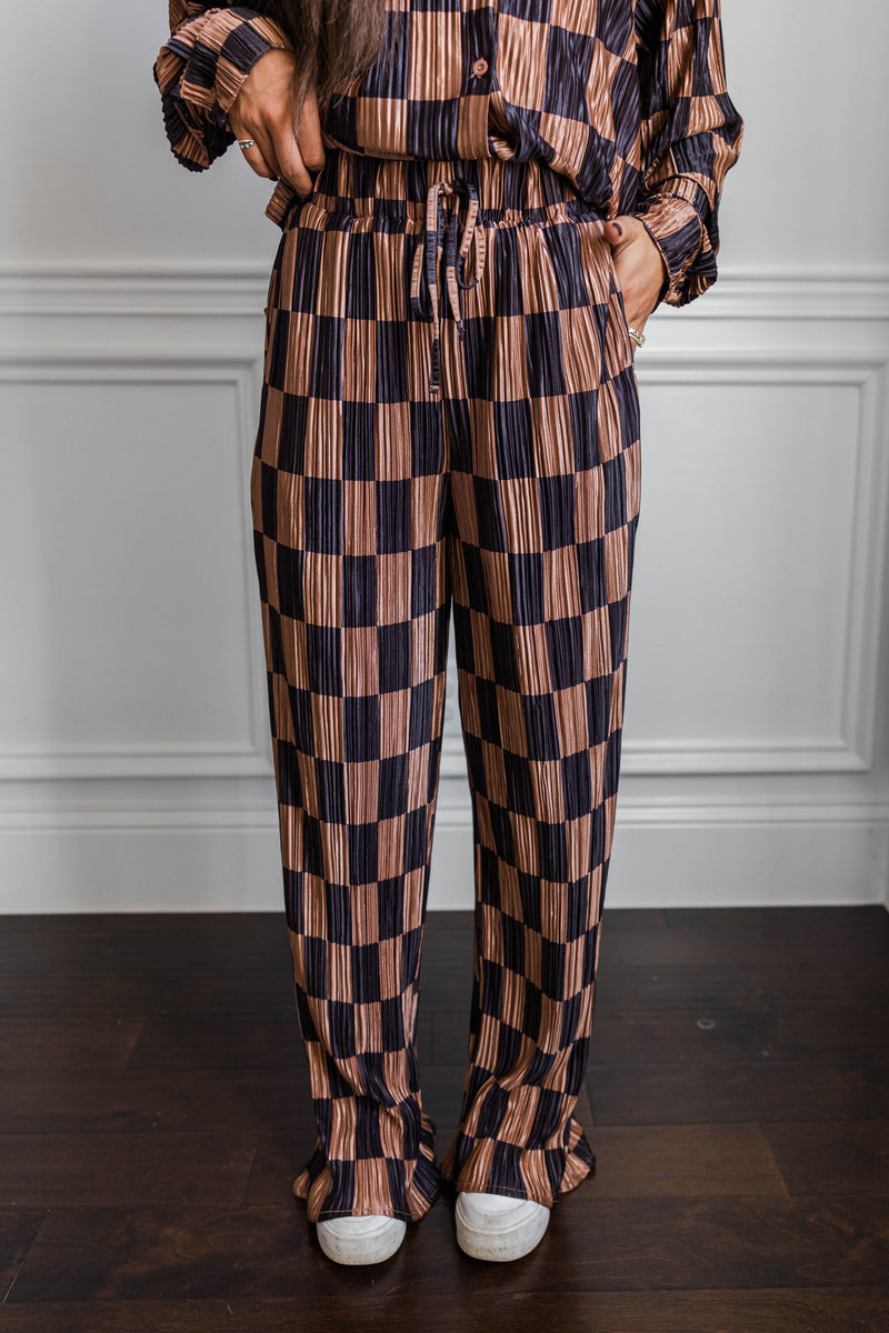 Hazel Plissé Checkered Set