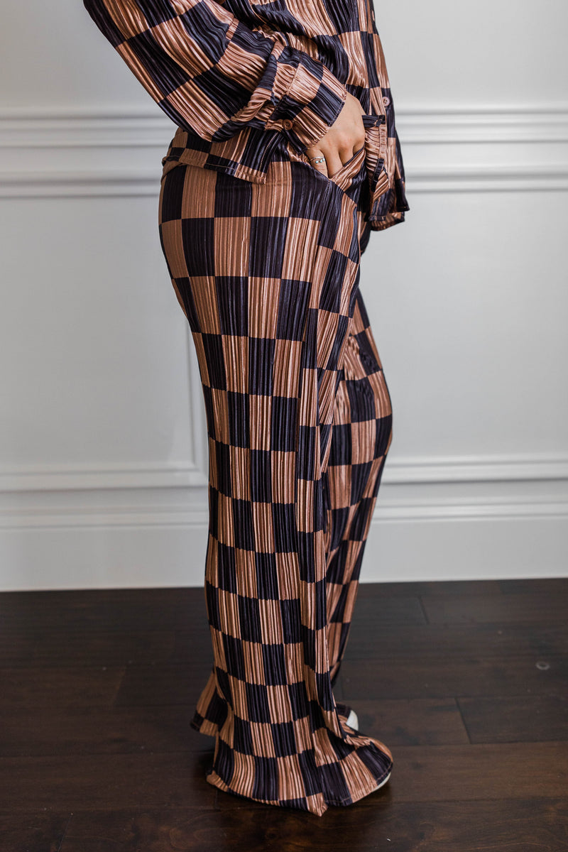 Hazel Plissé Checkered Set