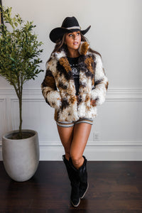 Spotted Luxe Faux Fur Coat