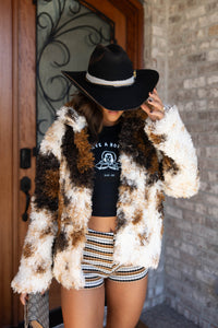 Spotted Luxe Faux Fur Coat