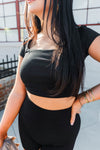 Sleek Ribbed Crop Top- Black