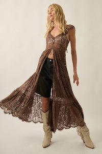 Desert Wildflower Lace Duster- Brown