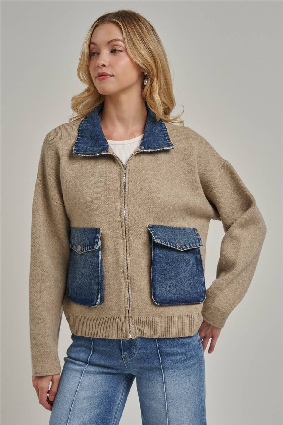 Hadley Contrast Denim Sweater