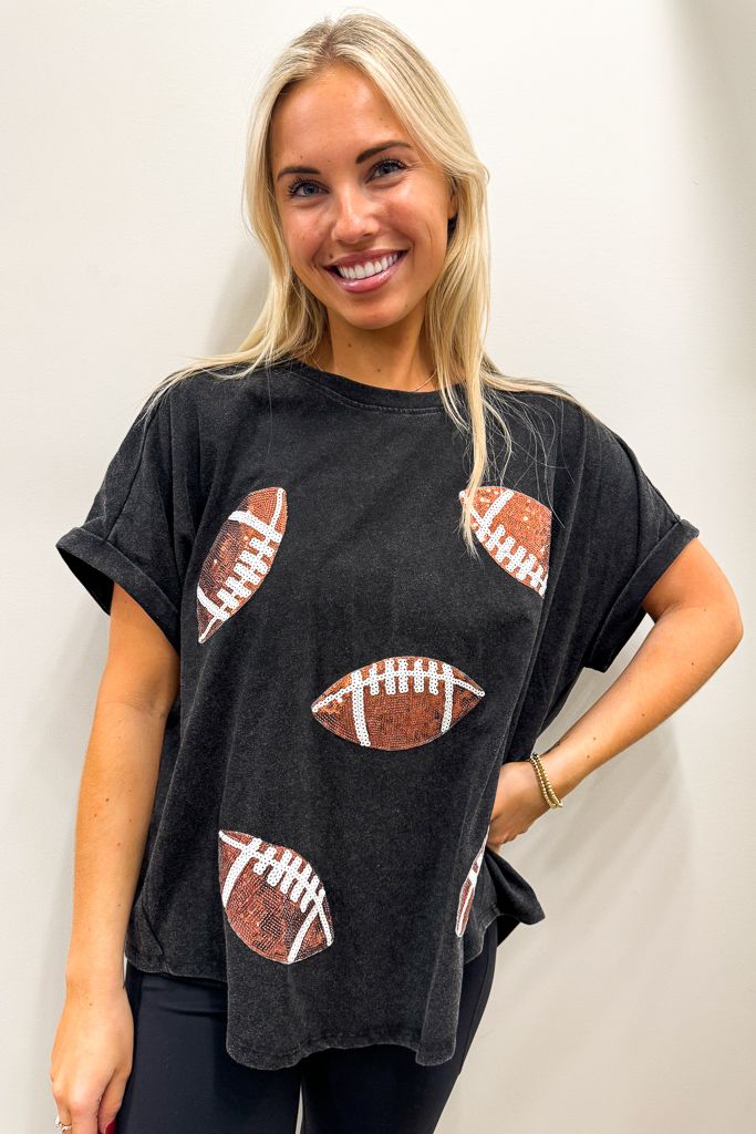 Football Sequin Embroidery Tee