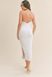 Venice Ruched Midi Dress - White