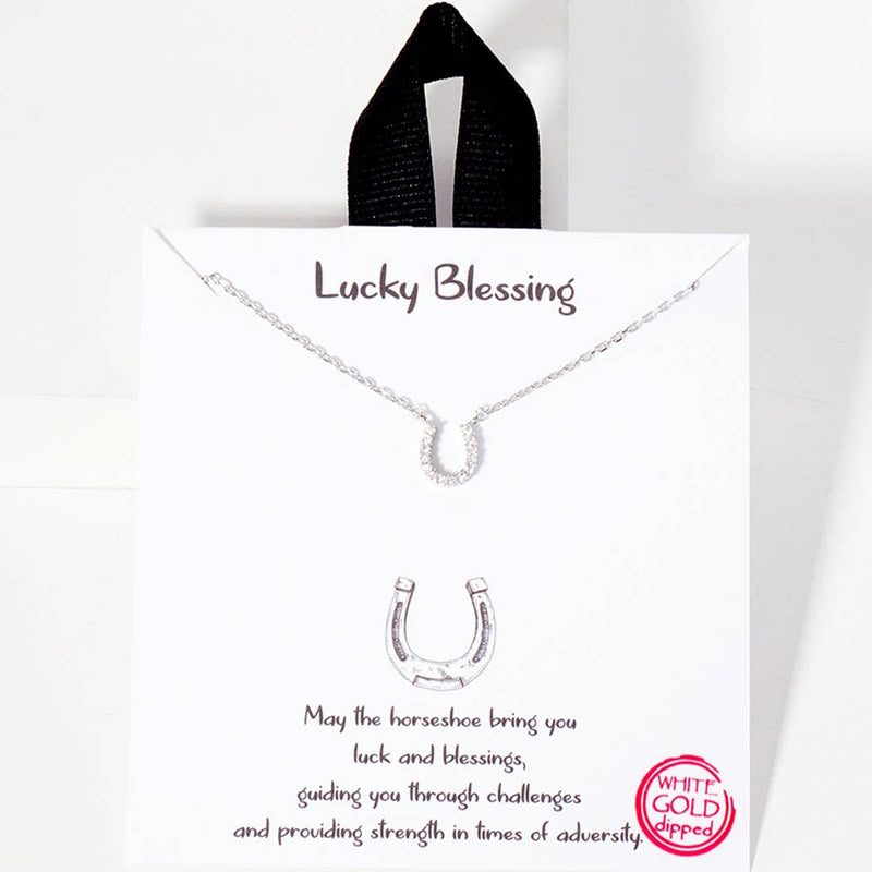 Mini Horseshoe Pendant Necklace - Silver