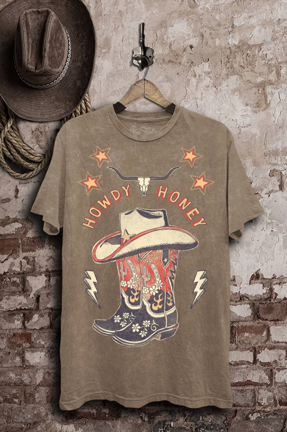 Howdy Honey Graphic Tee- Mocha Mineral