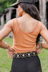 Tequila Lace Tank-Cognac