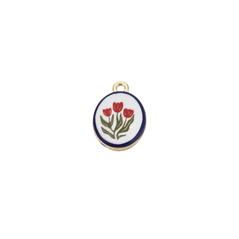 Gold Vintage Tulip Floral Charm